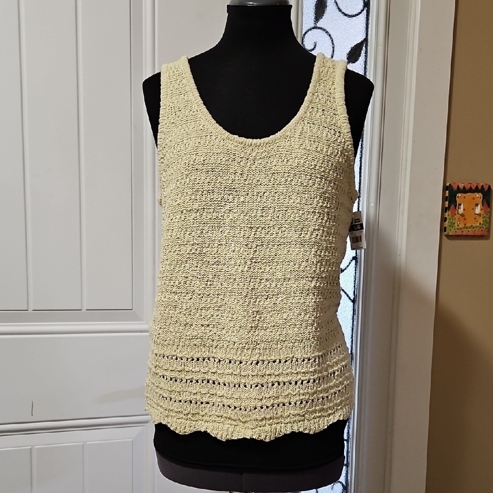 Mystyle Sleeveless Crochet Knit Tank Top Large